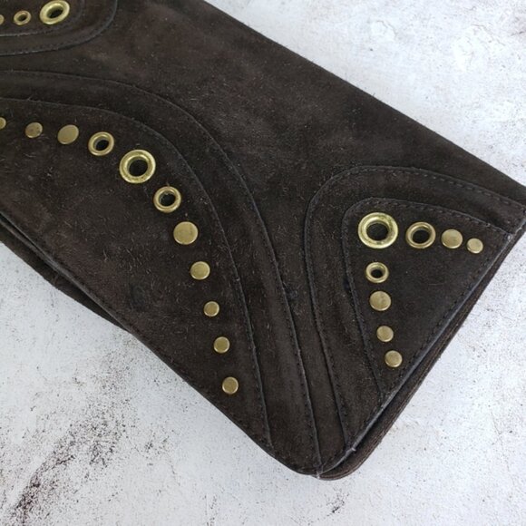 Vintage Banana Republic Leather Suede Brown Bohemian Clutch Purse - Picture 13 of 13